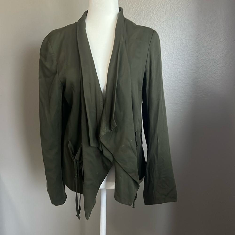 Coldwater Creek Classic Olive Green jacket Tie pockets Size M (10-12) $20